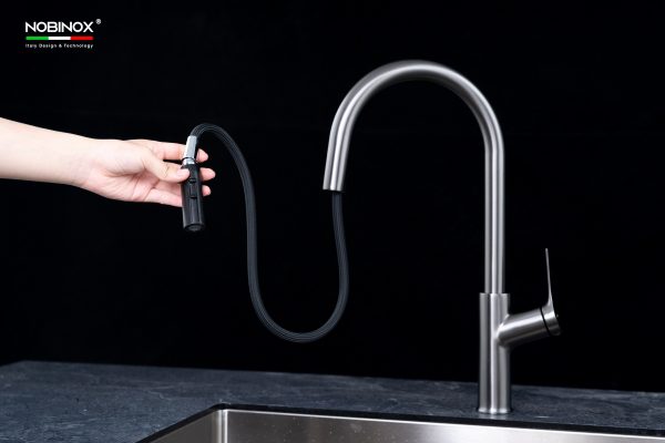 Vòi rửa chén NOBINOX FORTE NX887 dây rút nóng lạnh