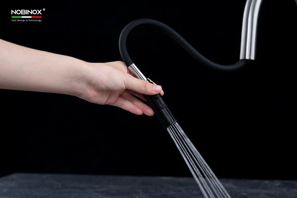 Vòi rửa chén NOBINOX FORTE NX887 dây rút nóng lạnh