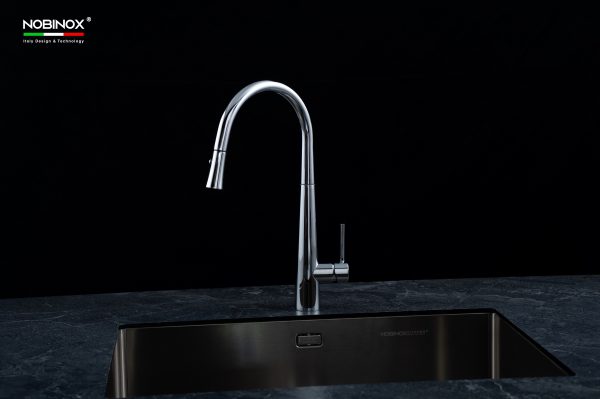 Vòi rửa chén NOBINOX LOTUS 640 dây rút nóng lạnh