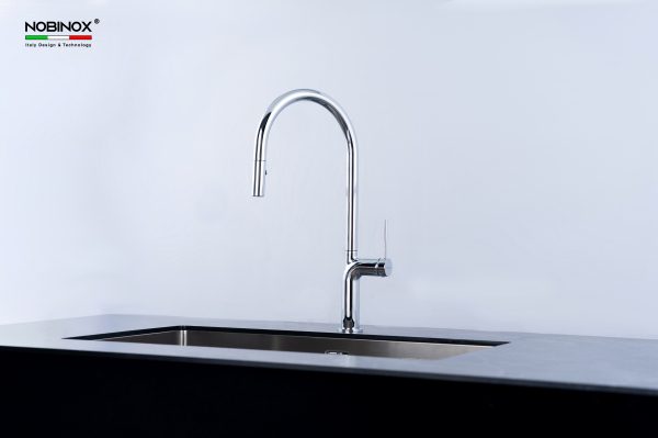Vòi rửa chén NOBINOX TIGO NX830 dây rút nóng lạnh
