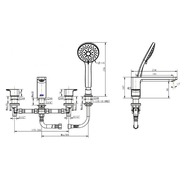 Vòi sen bồn tắm American Standard WF-1300WS