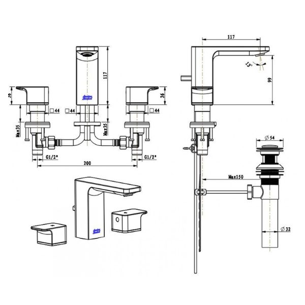 Vòi lavabo American Standard WF-1303WS 3 lỗ