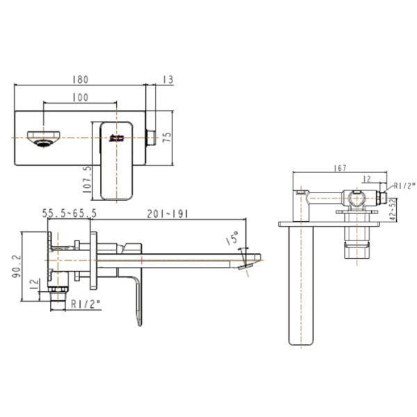 Vòi lavabo American Standard WF-1304WS gắn tường nóng lạnh