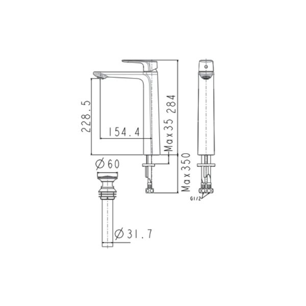 Vòi lavabo American Standard WF-1702CS cổ cao nóng lạnh