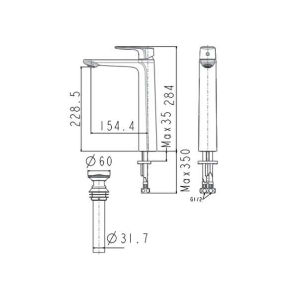 Vòi lavabo American Standard WF-1702WS cổ cao nóng lạnh