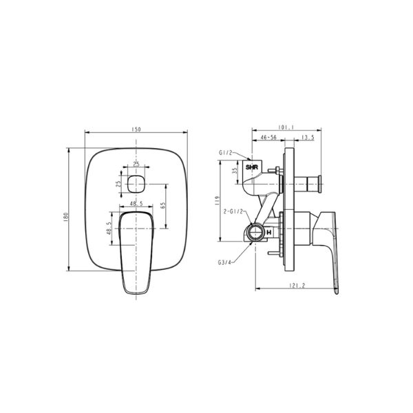 Van điều chỉnh vòi sen âm tường American Standard WF-1721CS
