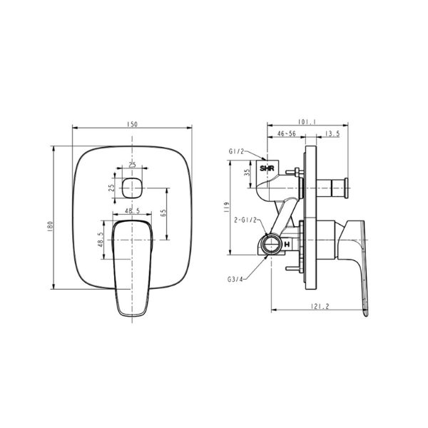 Van điều chỉnh vòi sen âm tường American Standard WF-1721HG