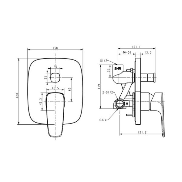 Van điều chỉnh vòi sen âm tường American Standard WF-1721WS