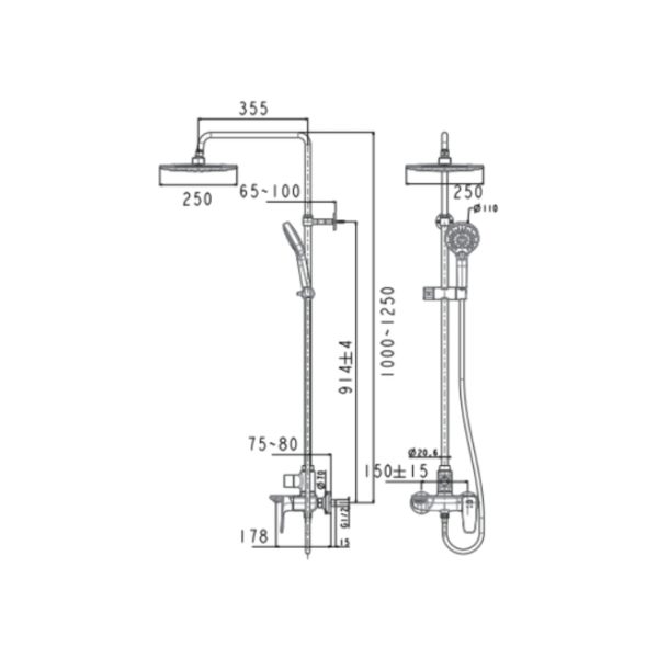 Vòi sen cây American Standard WF-1772CS nóng lạnh