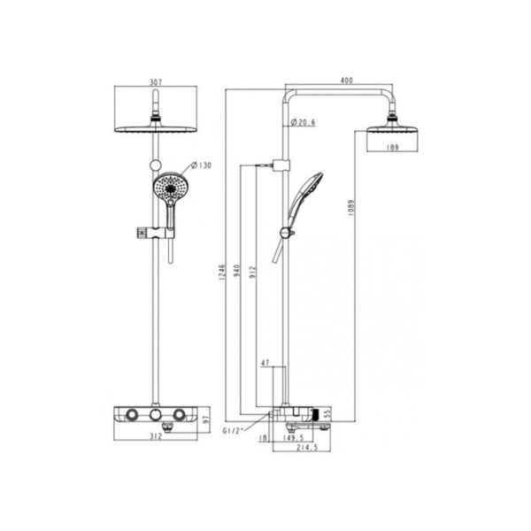 Vòi sen cây American Standard WF-4956CS cảm biến nhiệt độ