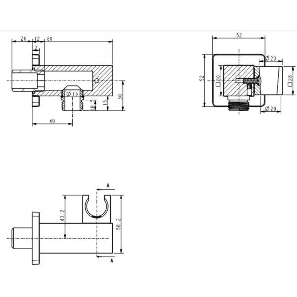 Bản vẽ Gác sen vuông EasySET American Standard WF-9143WS
