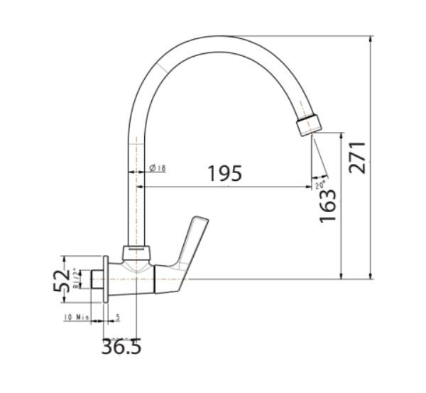 Vòi bếp gắn tường American Standard WF-T607