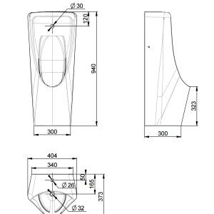 Bản vẽ kỹ thuật bồn tiểu nam đặt sàn American Standard WP‑6605B