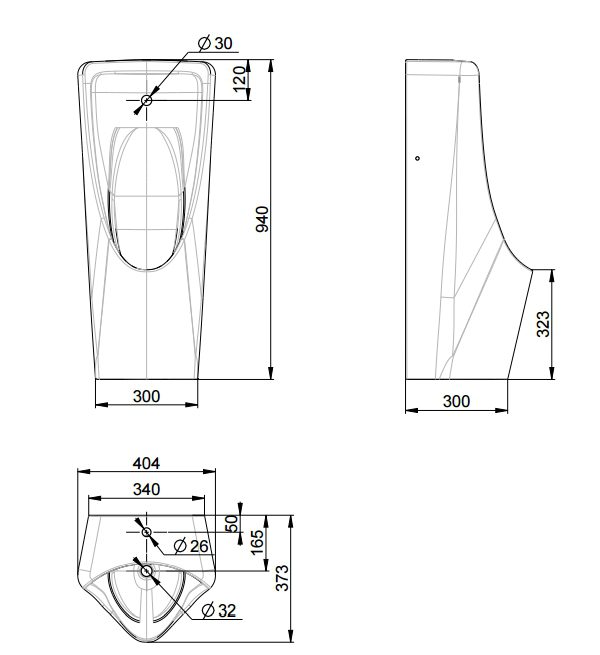 Bản vẽ kỹ thuật bồn tiểu nam đặt sàn American Standard WP‑6605B