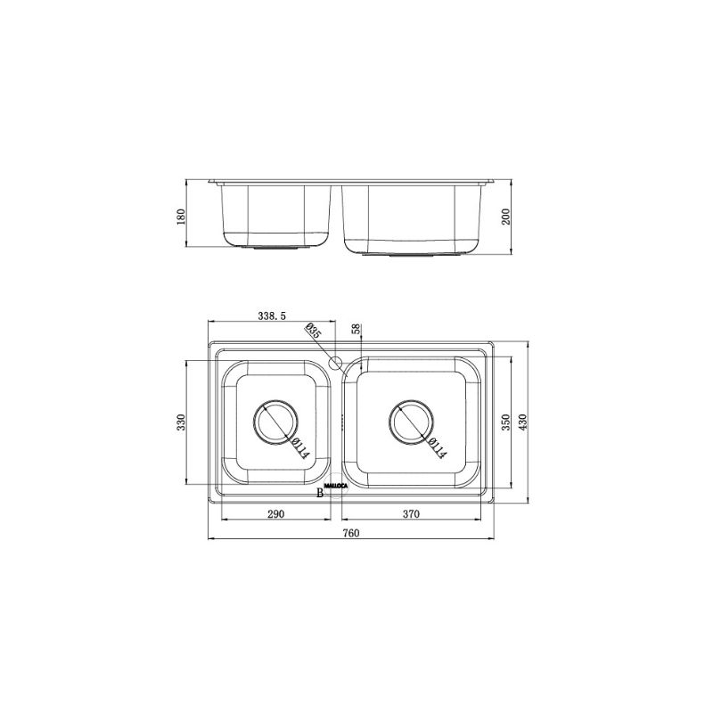 Chậu rửa chén MALLOCA MS 2076EP